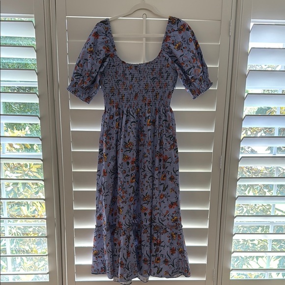 Hill House Blue and Orange Floral Midi Dress - Picture 5 of 9